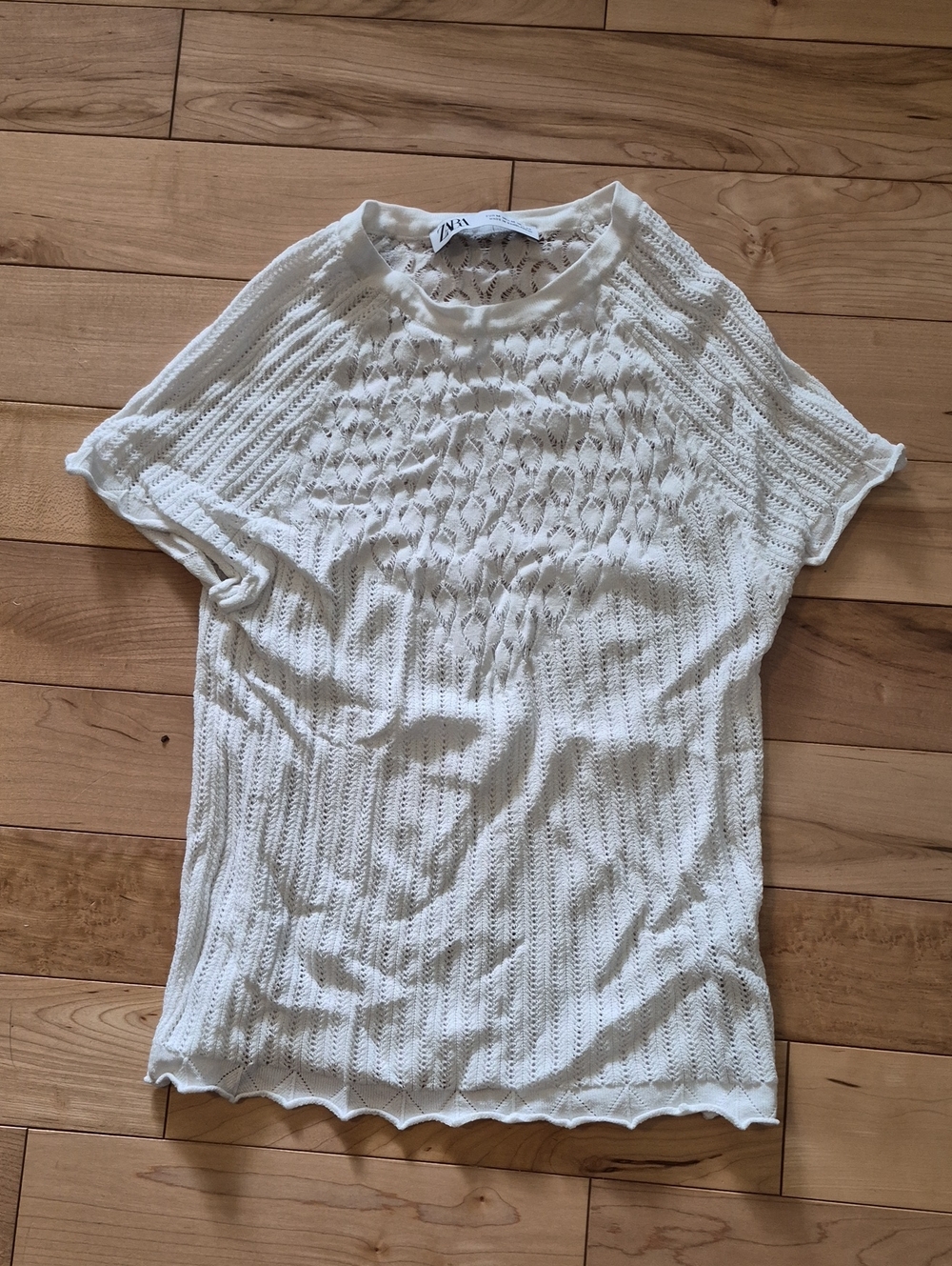Zara Women's Size Medium Cream Knit Short-Sleeve Sweater Top - Picture 1 of 6